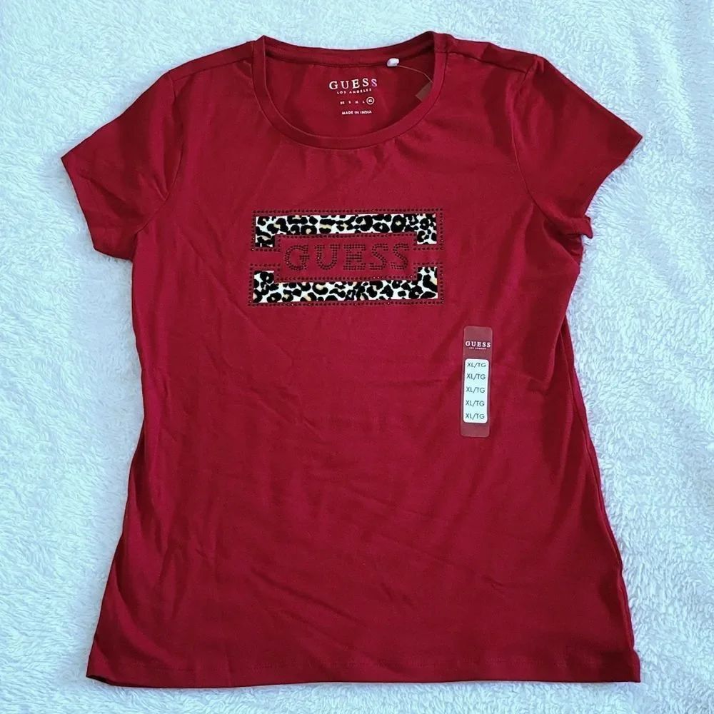 Guess❓Logo with Leopard🐆 Border Tee - NWT